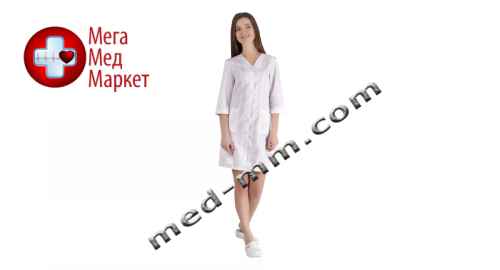 Купить Медицинский халат женский Сингапур белый №106 цена, характеристики, отзывы